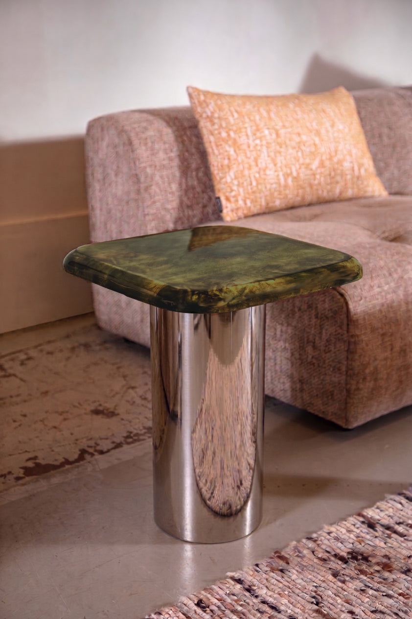 Kuzi Silver Green Table 40x40x50
