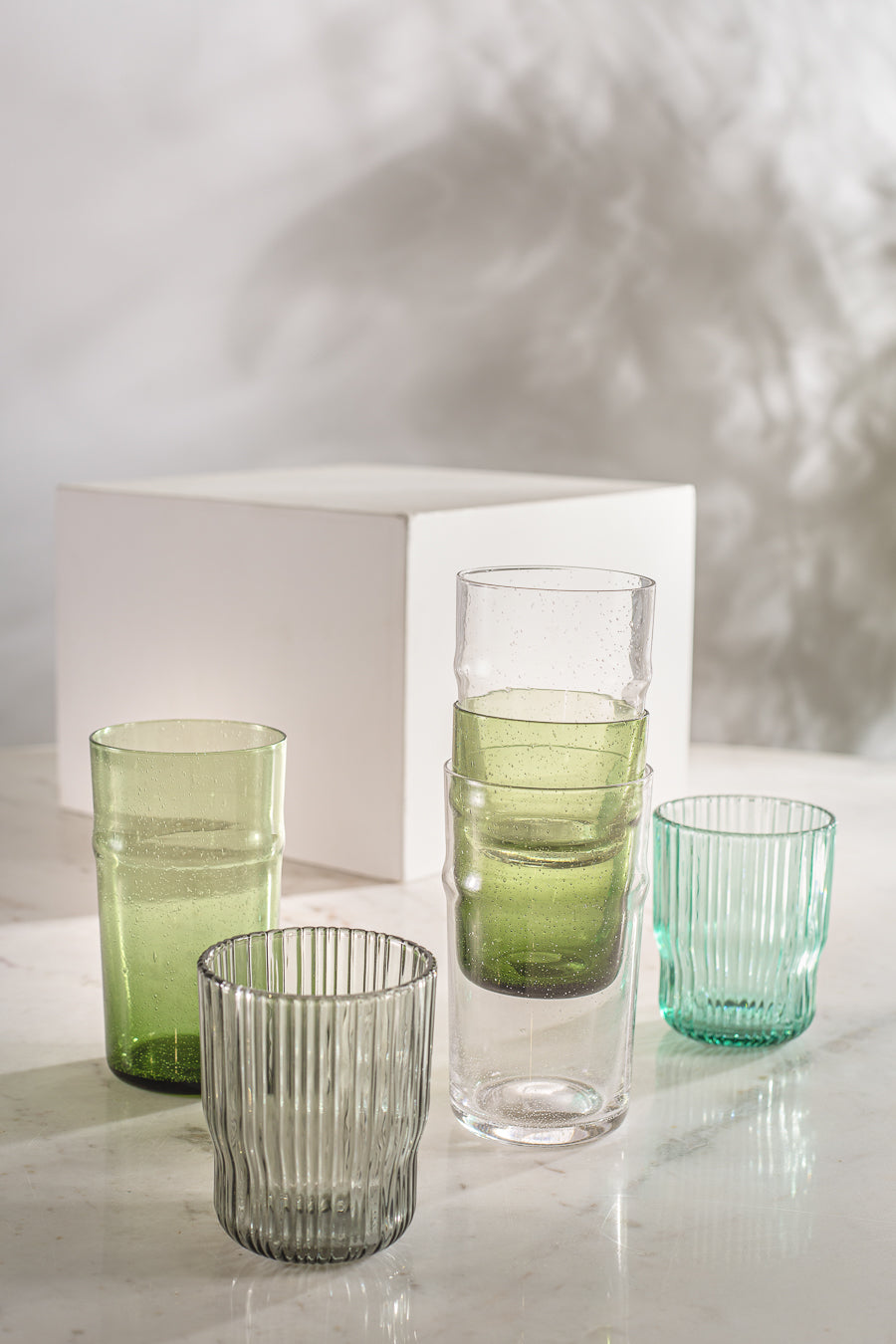 Recycled Glass Stripes Clear - Six Pack
