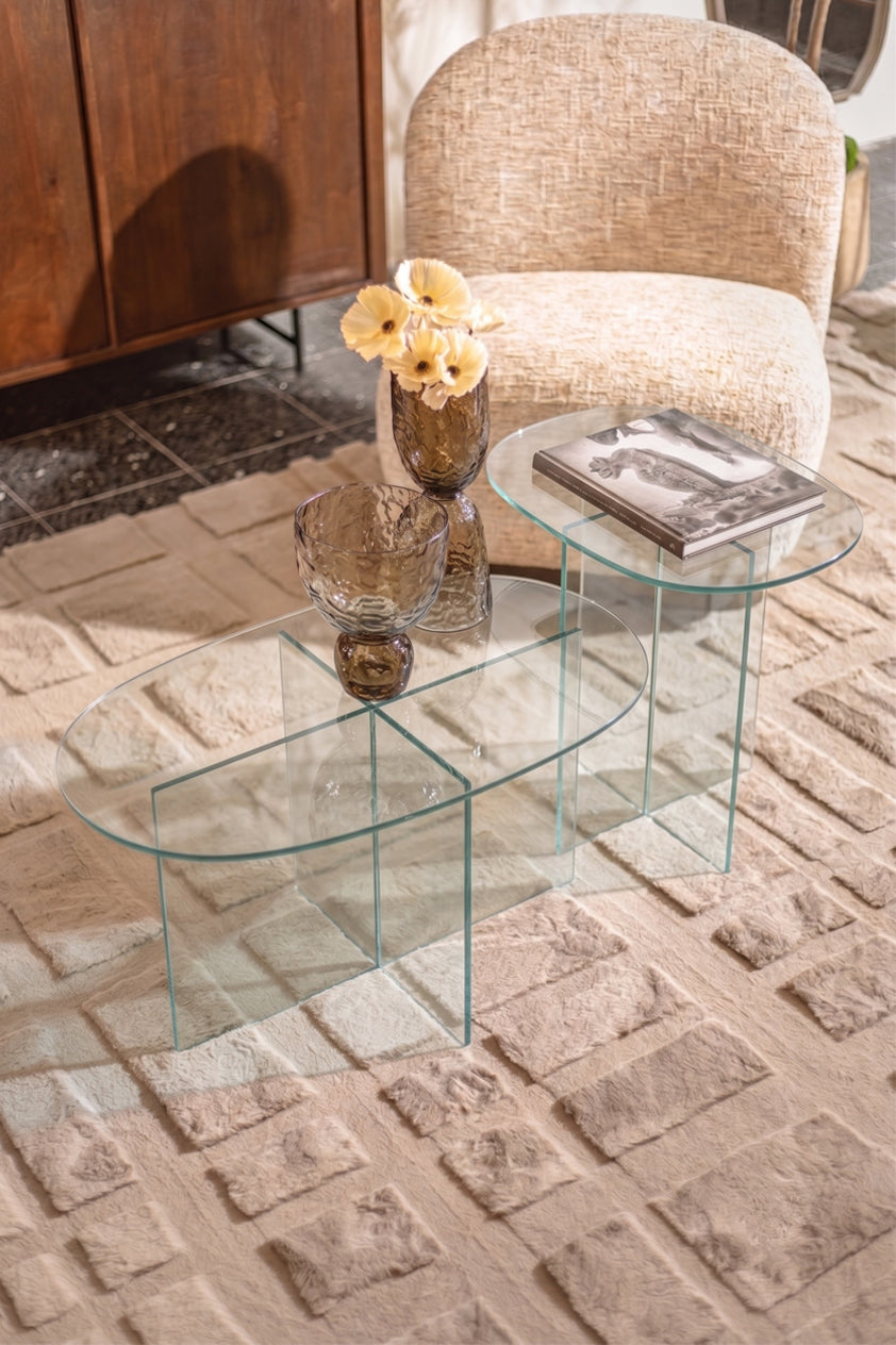 WATTRU Ellipse Clear Table 40x30x50