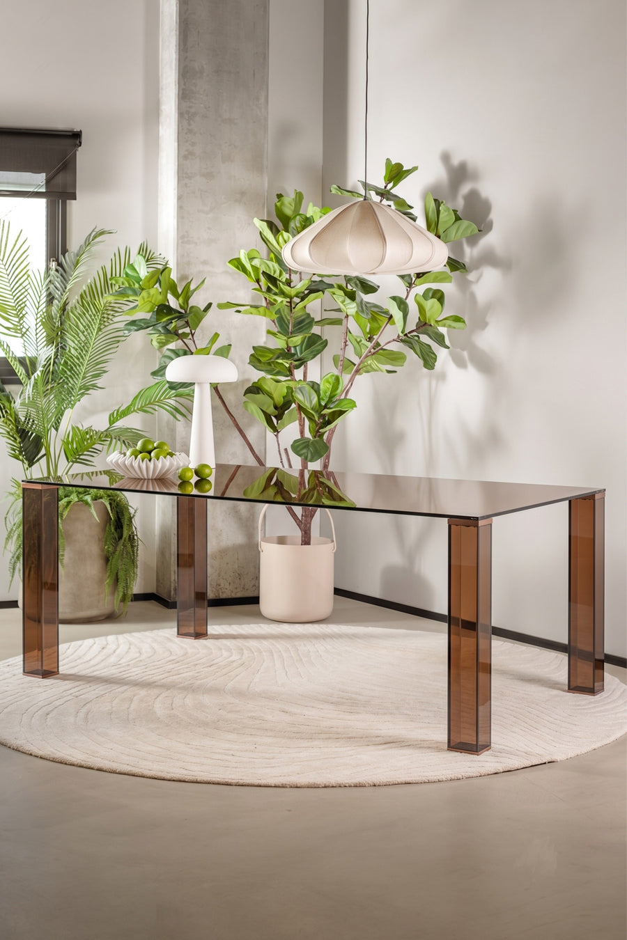 Vetro Amber dining table 200x100x75