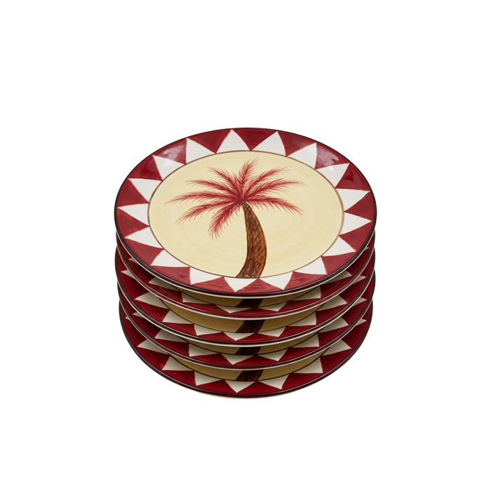 Plate Louise Palm Red - quad