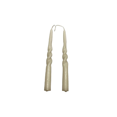 Pair of Taper Twist Ivory Candles