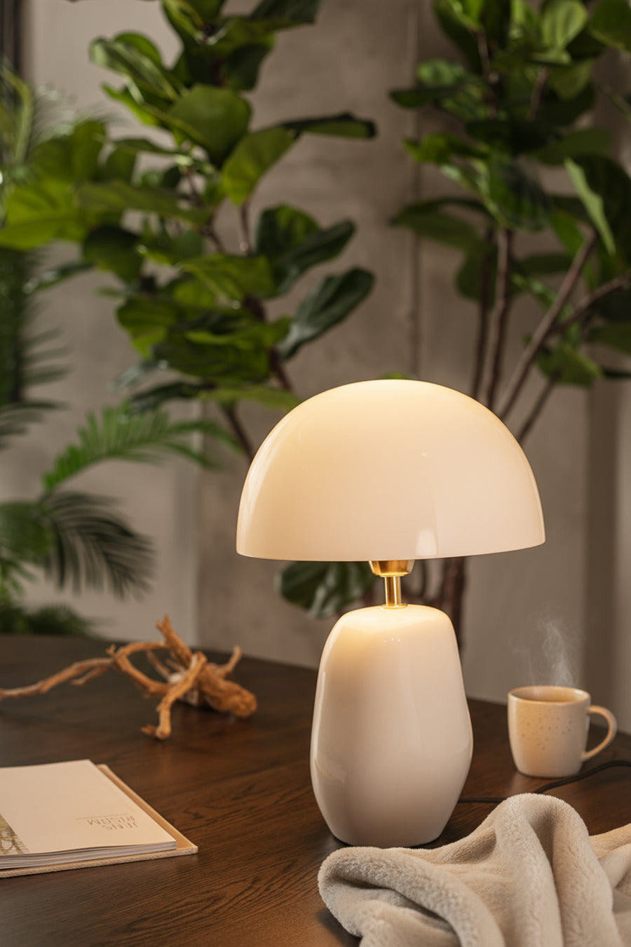 מנורת שולחן מאשרום גלוסי ונילה