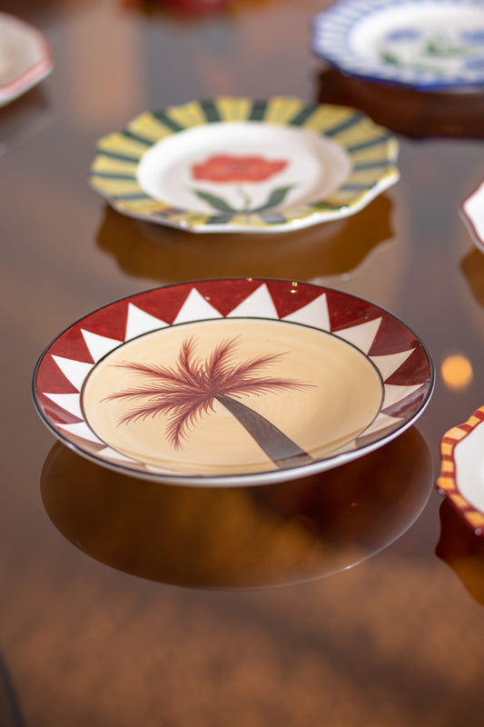 Plate Louise Palm Red - quad