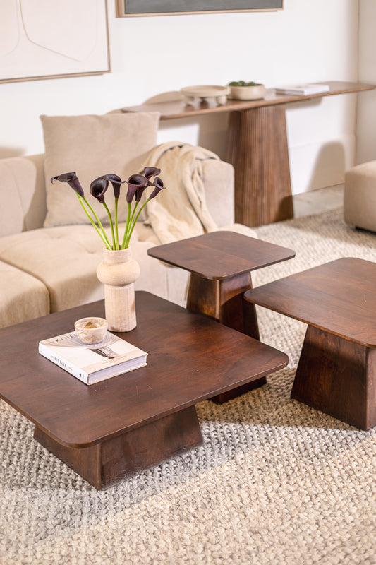 שולחן ליבינג מרובע בראון