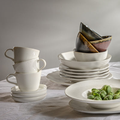 Vanilla espresso cups and saucers - set of six