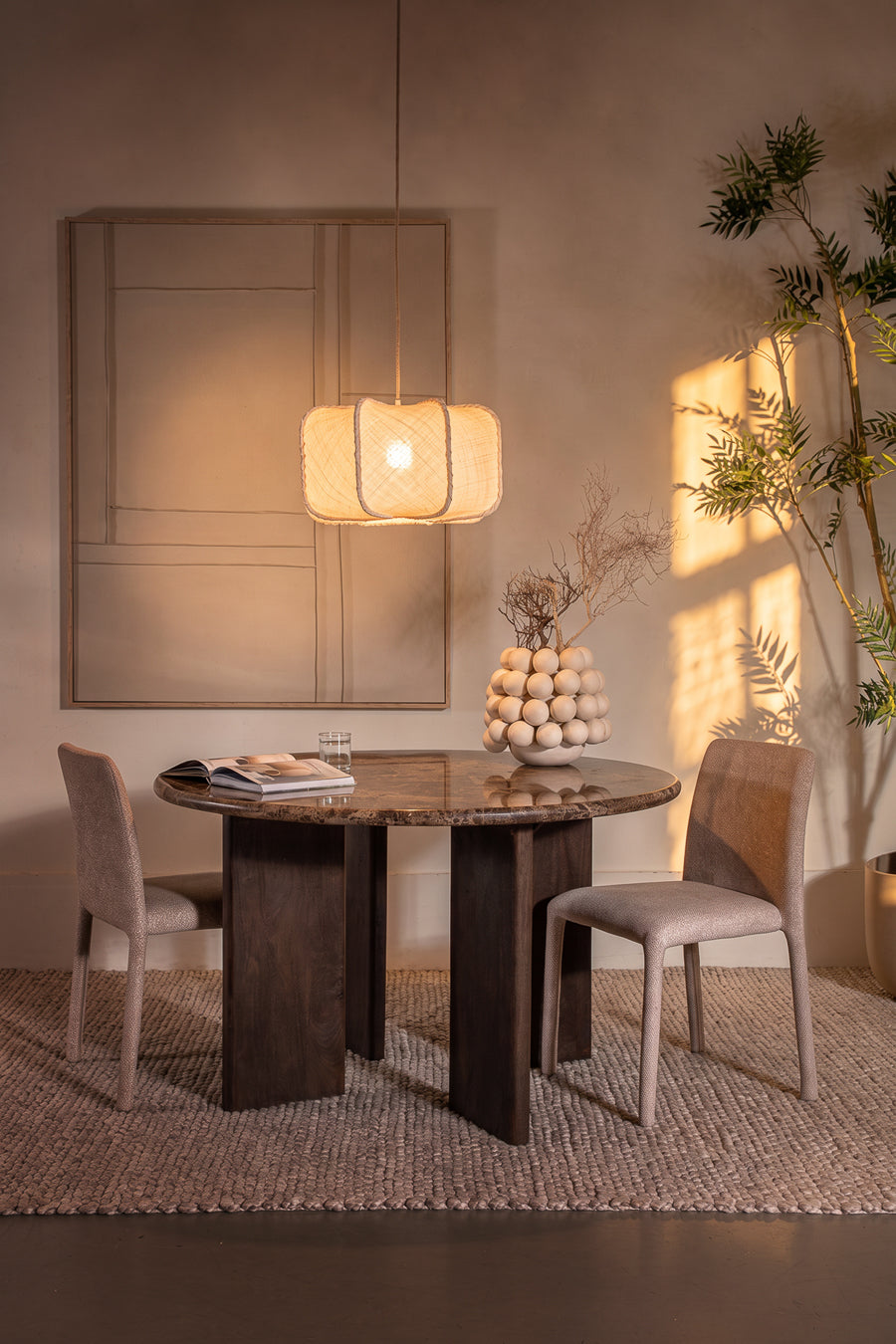 Margo Brown Marble Dining Table