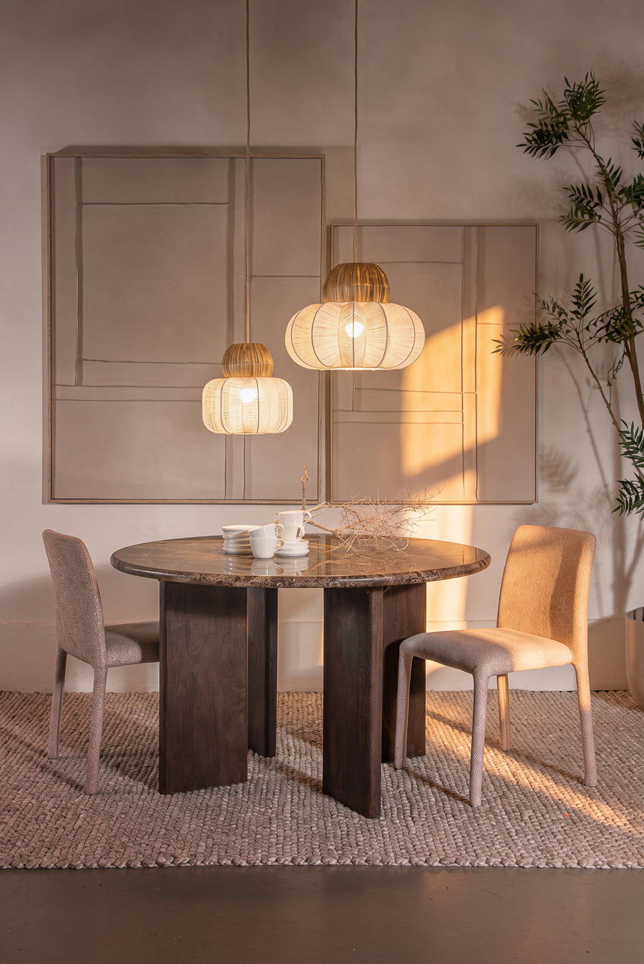Margo Brown Marble Dining Table