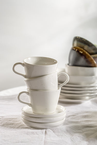 Vanilla espresso cups and saucers - set of six