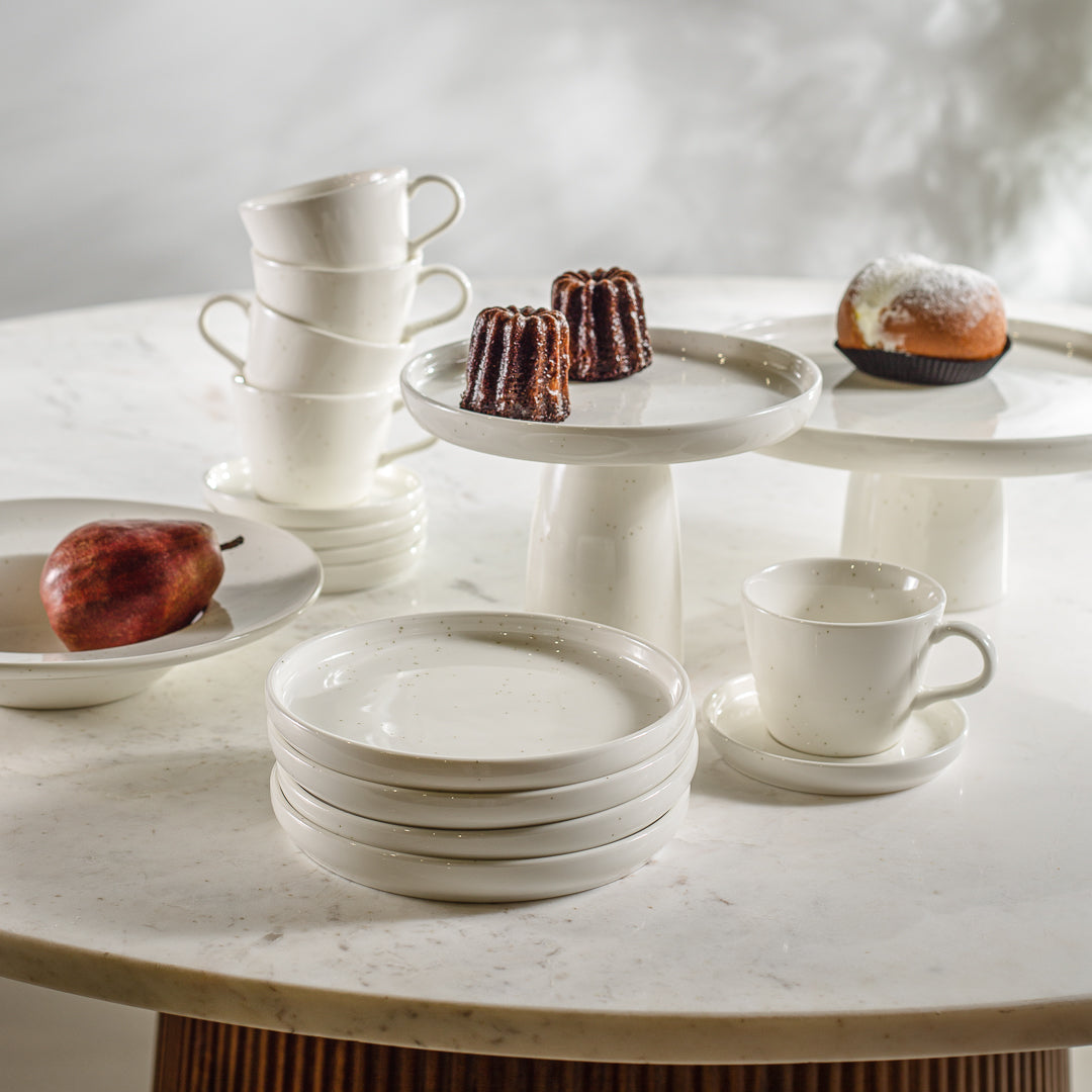 Vanilla espresso cups and saucers - set of six