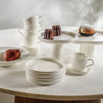Vanilla espresso cups and saucers - set of six