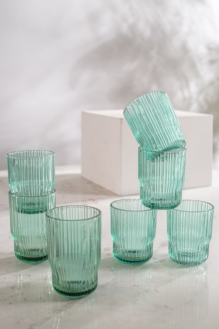 Recycled Glass Stripes Clear - Six Pack