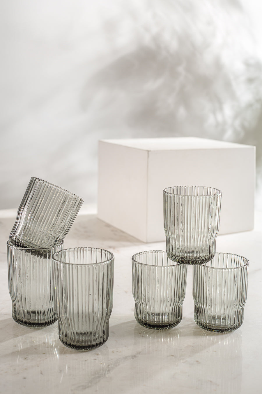Recycled Glass Stripes Smoke - Six-pack L