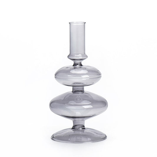 פמוט זכוכית מידנייט גריי 19x9.5